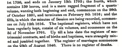 Excerpt from the New Statistical Account for Wick, Caithness, Vol XV, 1845, p137.